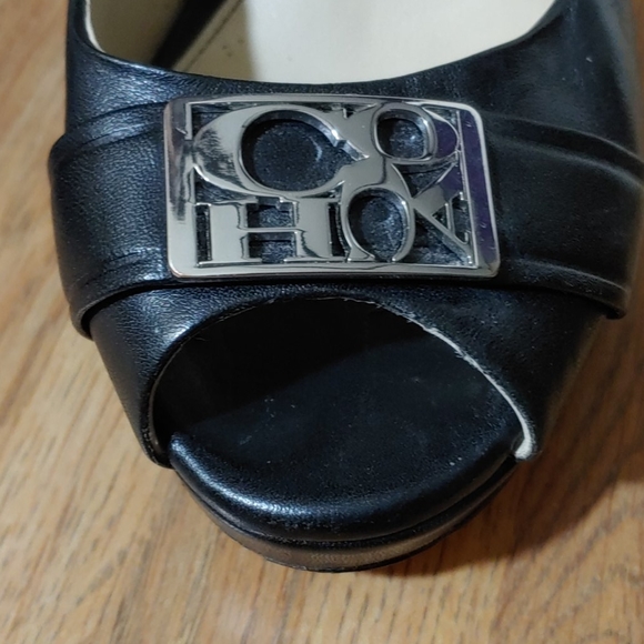 Coach Aliya Logo Peek Open Toe Heels 6B - Picture 4 of 16